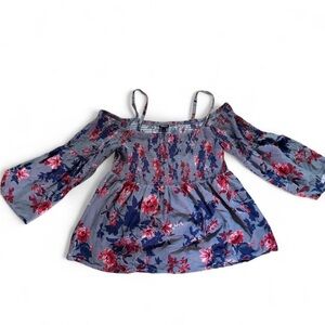 Torrid Challis Cold Shoulder Smocked Babydoll Blouse